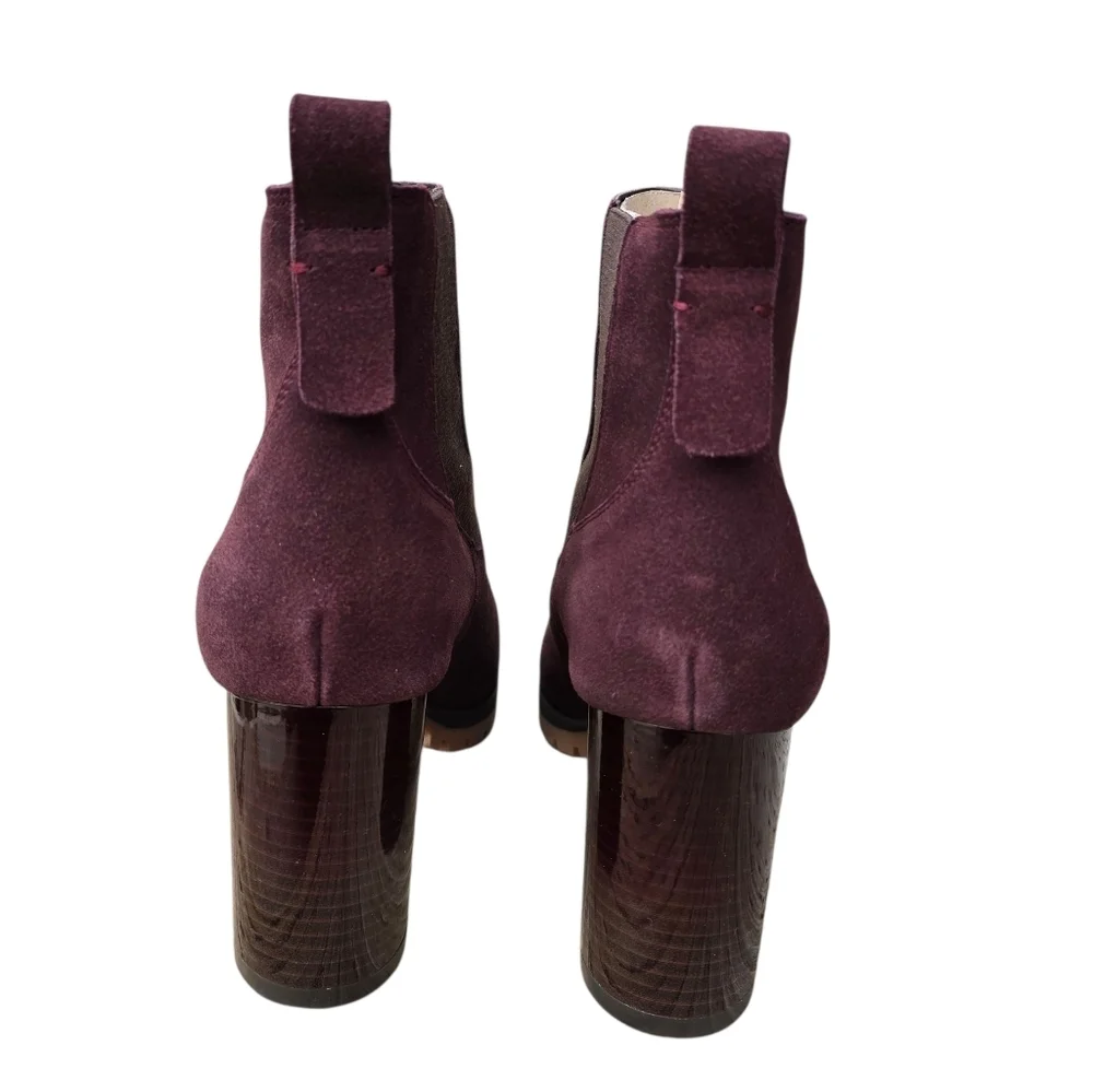 🌻NWOT Sanctuary Ravish Suede Chelsea Heel Ankle Boot, Burgundy Red, Size 9.5